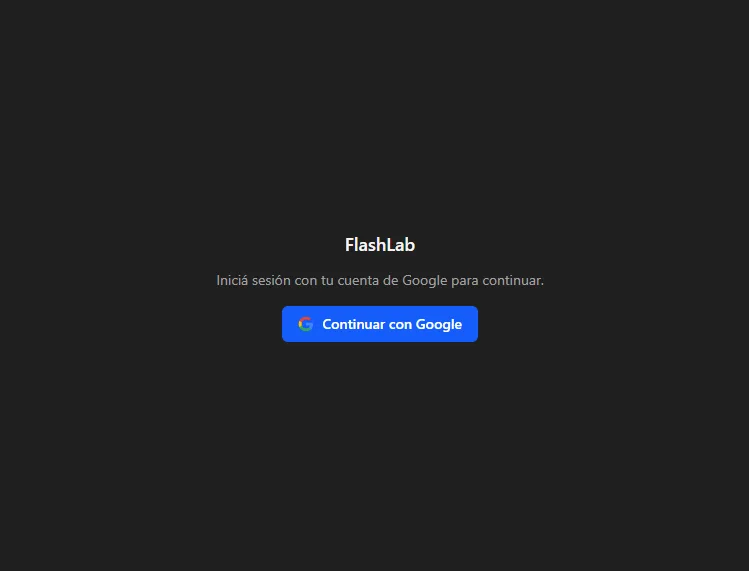 Pantalla de inicio de sesión de FlashLab